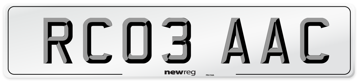 RC03 AAC Number Plate from New Reg